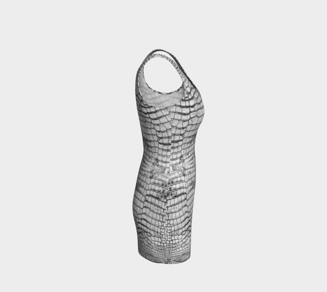 Grungy White Dragon Aligator Crocodile Scales Reptile Skin Pattern Bodycon Dress