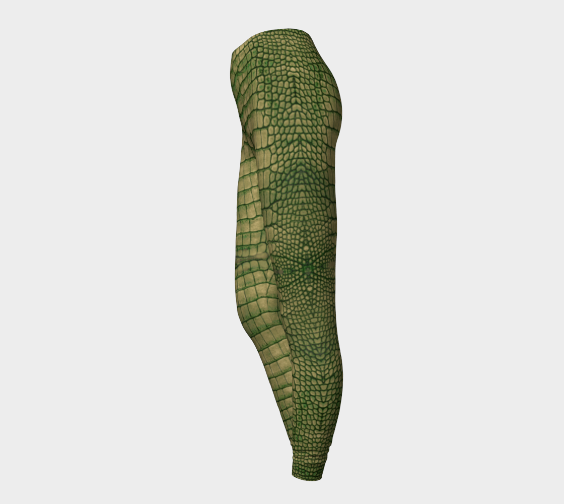 Grungy Green Dragon Crocodile Reptile Printed Leggings