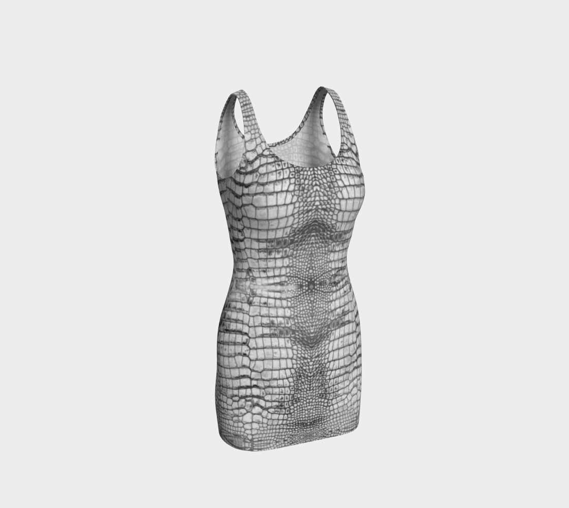 Grungy White Dragon Aligator Crocodile Scales Reptile Skin Pattern Bodycon Dress