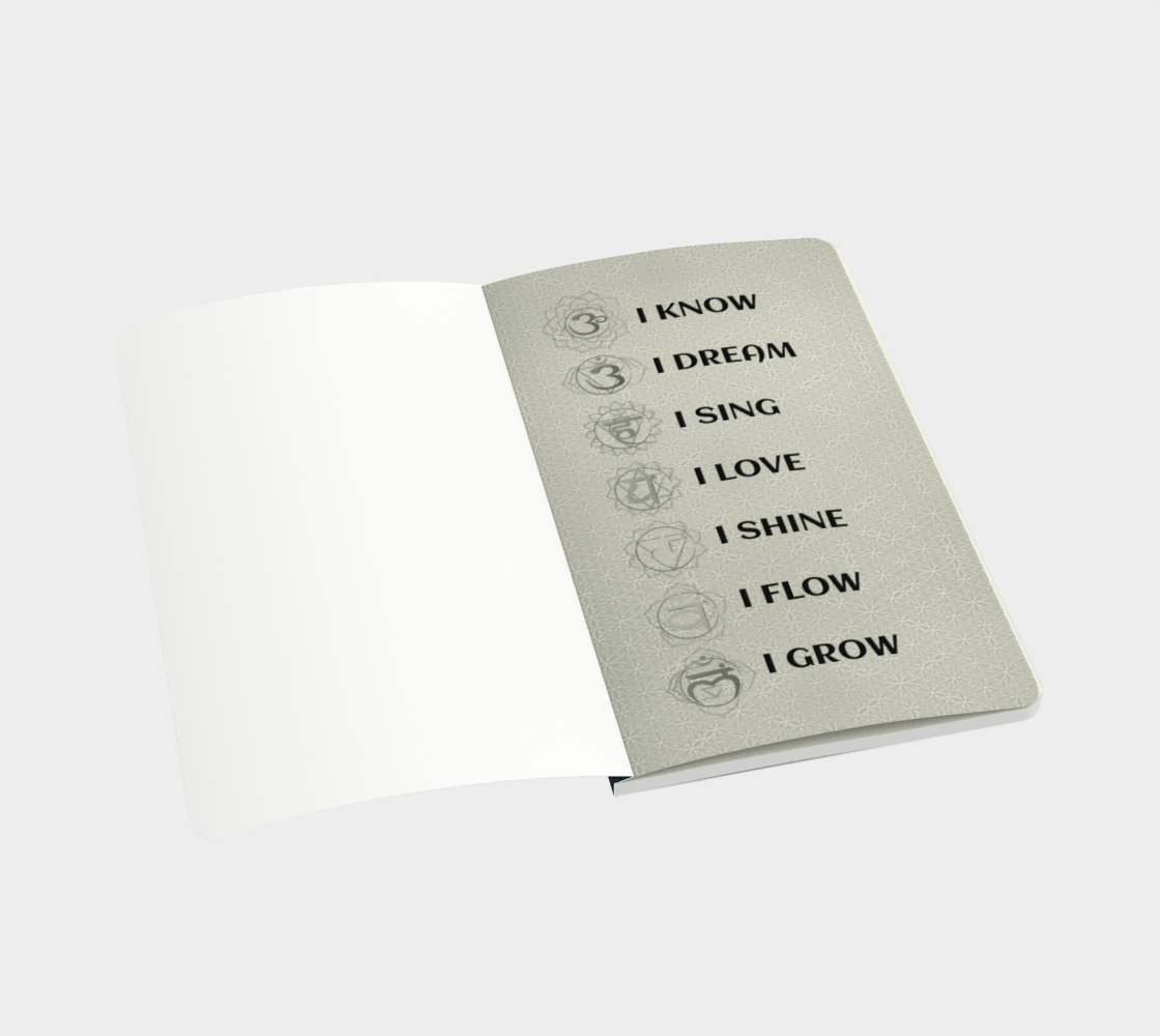 Bless These Dreams & Ideas, Love & Gratitude - Chakra Symbols + Mantras, Rainbow Flower of Life Pattern Notebook