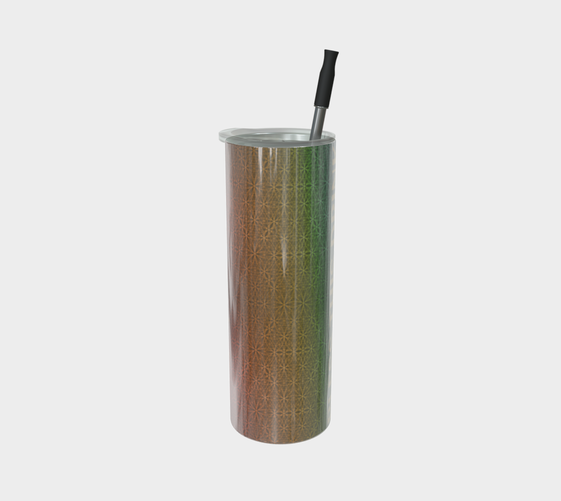Bless This Drink, Love & Gratitude - Chakra Symbols Rainbow Flower of Life Pattern Stainless Steel Tumbler With Straw