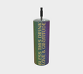 Bless This Drink, Love & Gratitude - Chakra Symbols Rainbow Flower of Life Pattern Stainless Steel Tumbler With Straw
