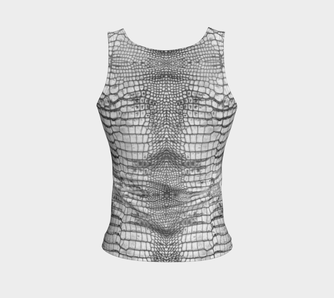 Grungy White Dragon Crocodile Scales Reptile Skin Pattern Fitted Tank Regular Length