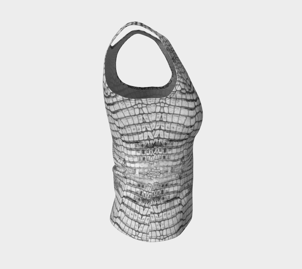Grungy White Dragon Crocodile Scales Reptile Skin Pattern Fitted Tank Regular Length