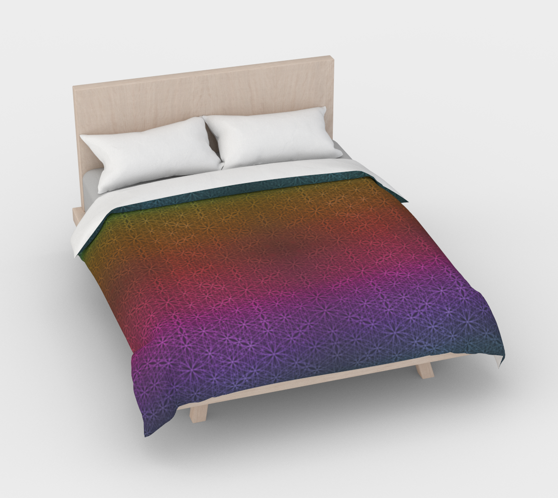 Rainbow Flower of Life Pattern Duvet Cover