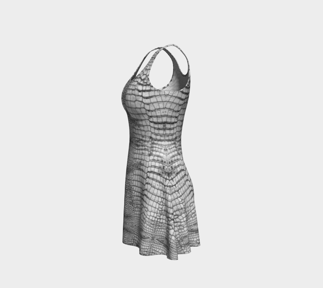 Grungy White Dragon Aligator Crocodile Scales Reptile Skin Pattern Flare Dress