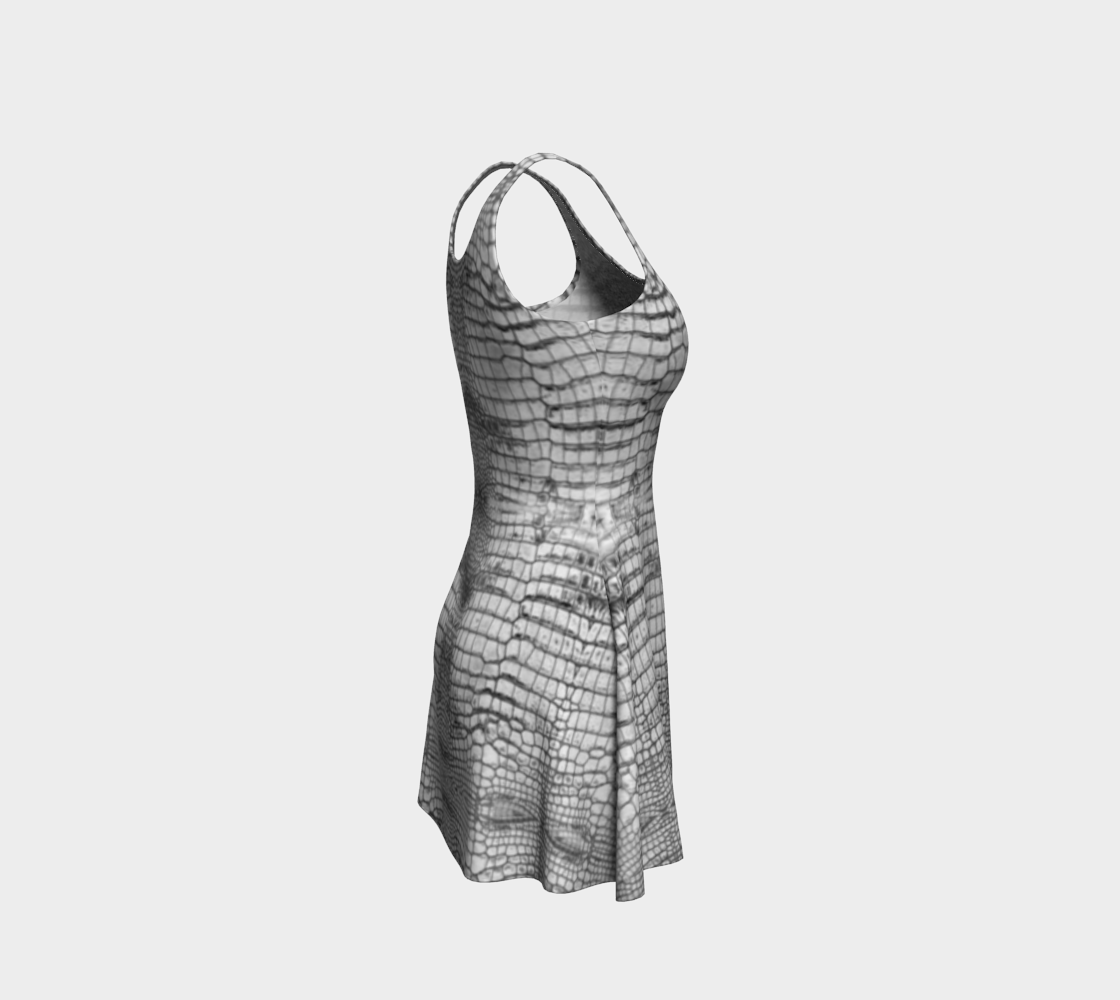 Grungy White Dragon Aligator Crocodile Scales Reptile Skin Pattern Flare Dress