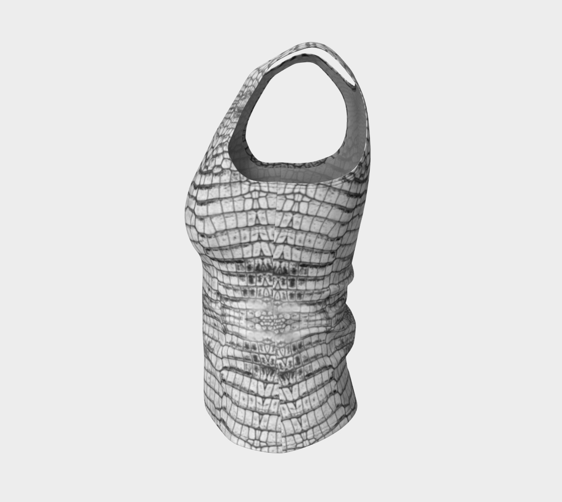 Grungy White Dragon Crocodile Scales Reptile Skin Pattern Fitted Tank Regular Length