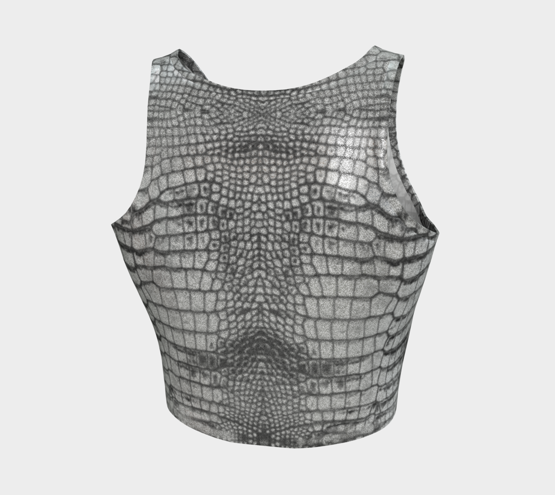 Grungy Metallic Silver Glitter Dragon Crocodile Scales Reptile Skin Pattern Crop Top Tank