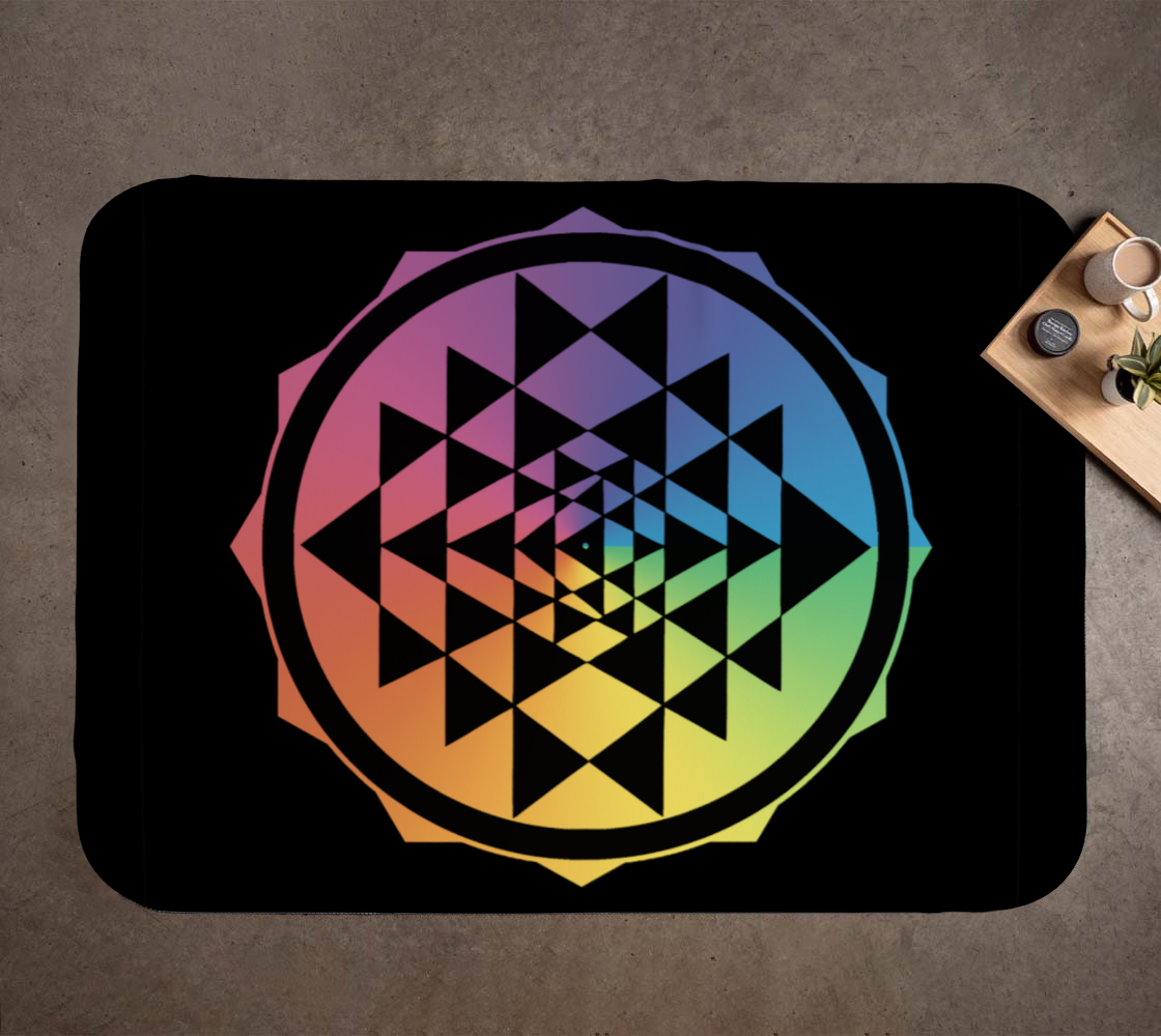 Rainbow Sri Yantra Minky Soft Blanket
