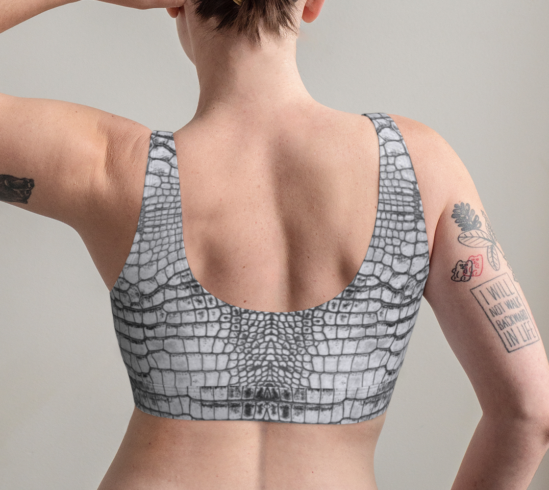 Grungy White Dragon Aligator Crocodile Scales Reptile Skin Pattern Bralette