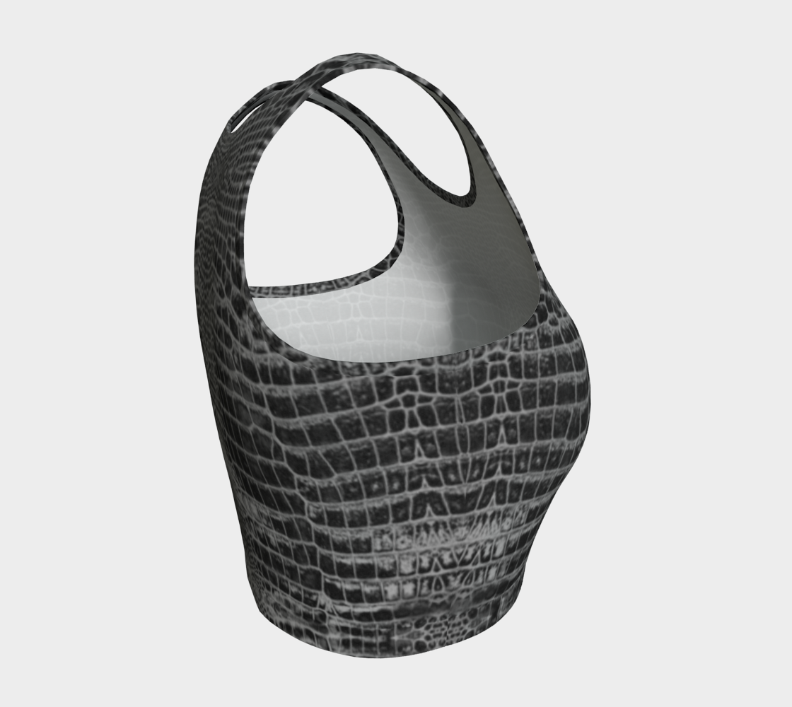 Crop Top & Yoga Leggings Set - Black Dragon Inverted Aligator Crocodile Scales Reptile Skin Pattern- Release Your Inner Dragon..