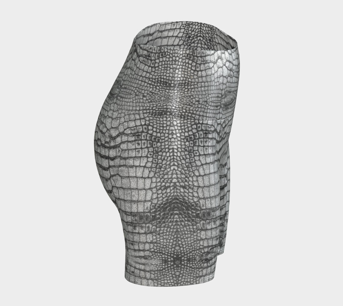 Grungy Glitter White Dragon Aligator Crocodile Scales Reptile Skin Pattern Yoga Shorts