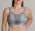 Grungy White Dragon Aligator Crocodile Scales Reptile Skin Pattern Bralette