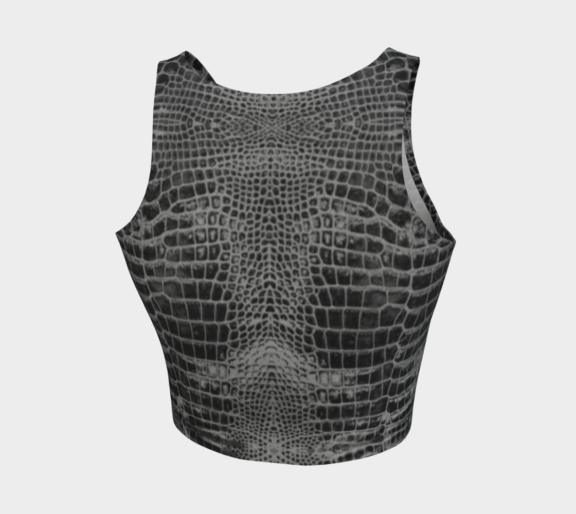 Crop Top & Yoga Leggings Set - Black Dragon Inverted Aligator Crocodile Scales Reptile Skin Pattern- Release Your Inner Dragon..