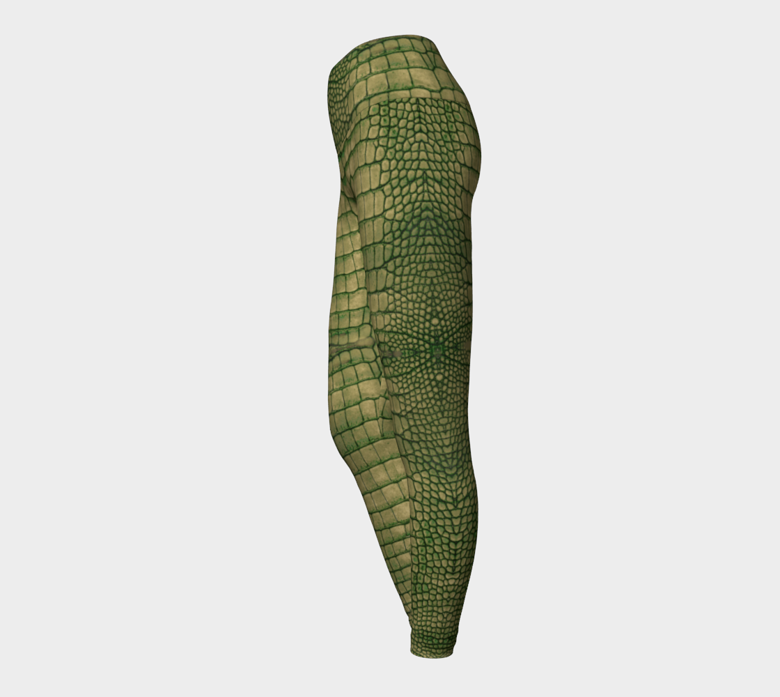 Grungy Green Dragon Crocodile Reptile Printed Yoga Leggings