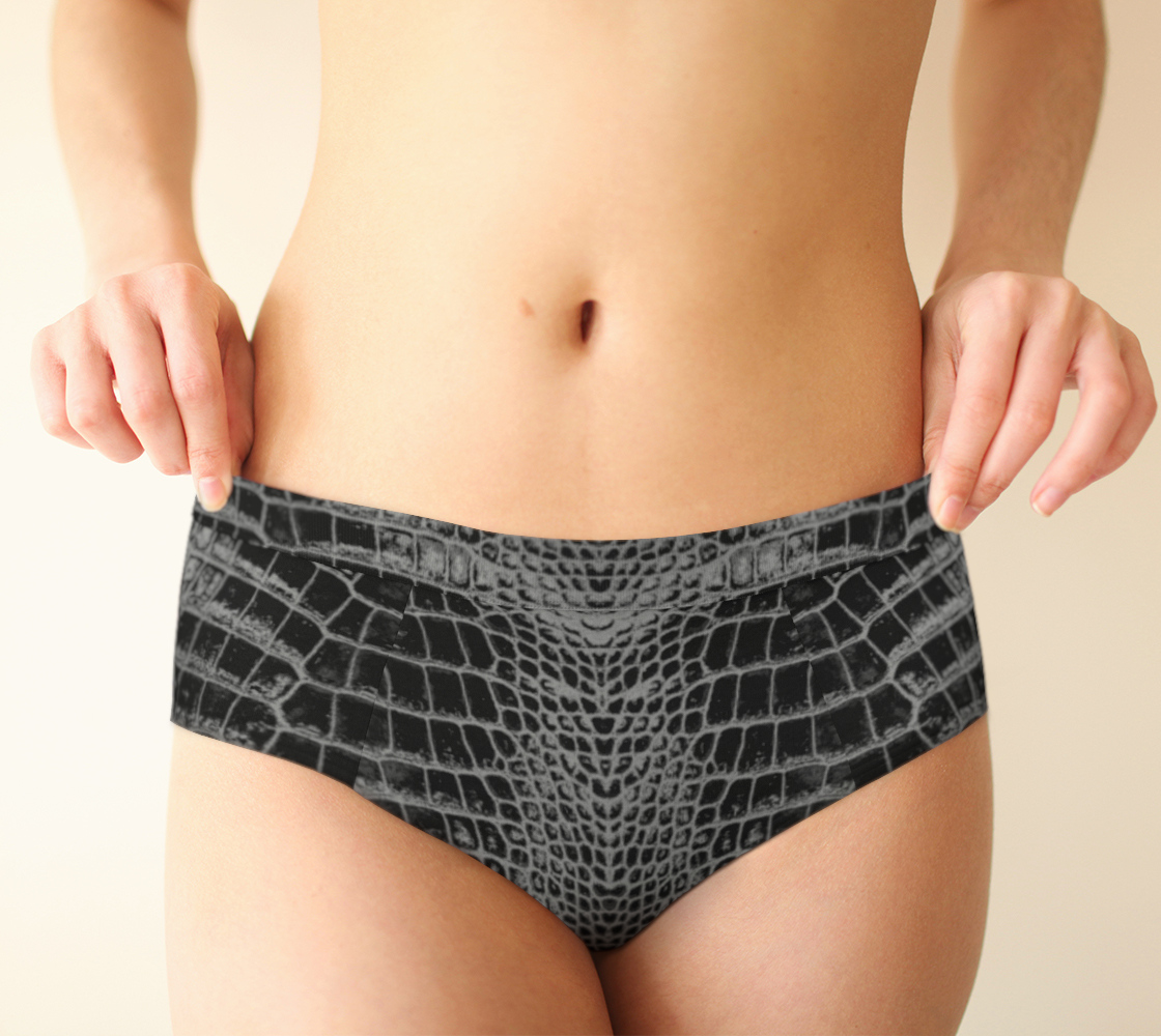 Black Dragon Inverted Aligator Crocodile Scales Reptile Skin Pattern Cheeky Briefs