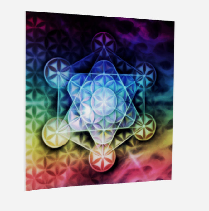 Airbrushed Rainbow Spectrum Flower of Life Scarf or Tapestry