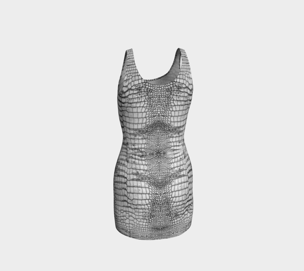 Grungy White Dragon Aligator Crocodile Scales Reptile Skin Pattern Bodycon Dress