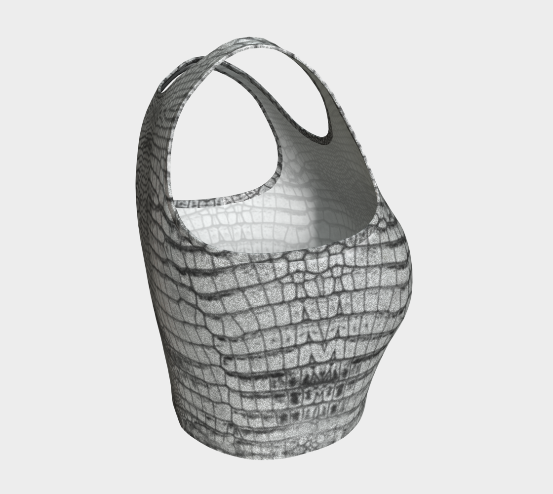 Grungy Metallic Silver Glitter Dragon Crocodile Scales Reptile Skin Pattern Crop Top Tank