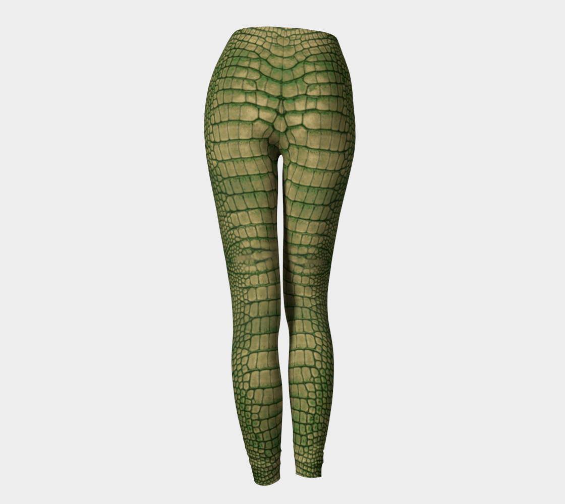 Grungy Green Dragon Crocodile Reptile Printed Leggings