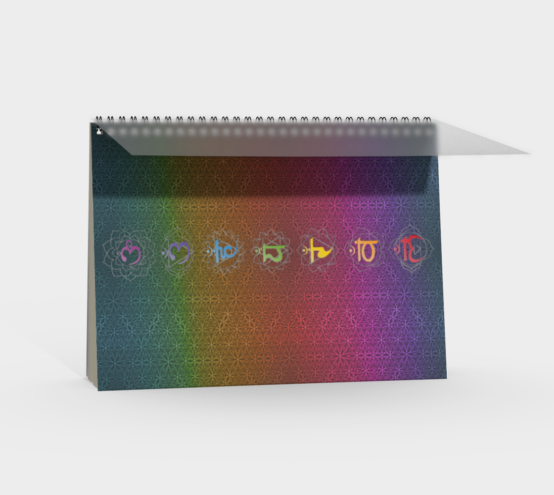Bless These Words, Love & Gratitude - Chakra Symbols Rainbow Flower of Life Pattern Spiral Notebook