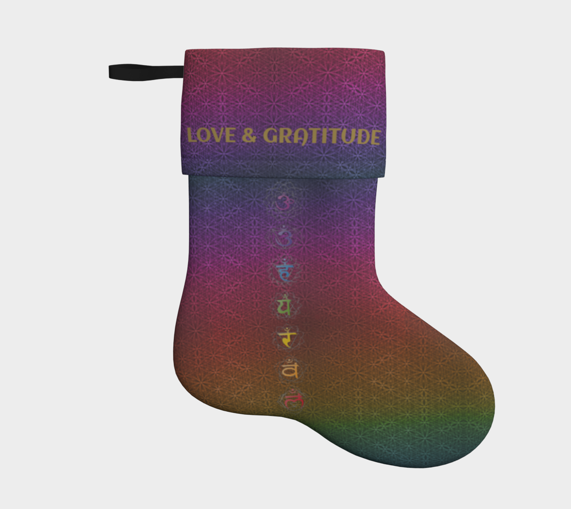 Bless These Gifts, Love & Gratitude - Chakra Symbols Rainbow Flower of Life Pattern Holiday Sock