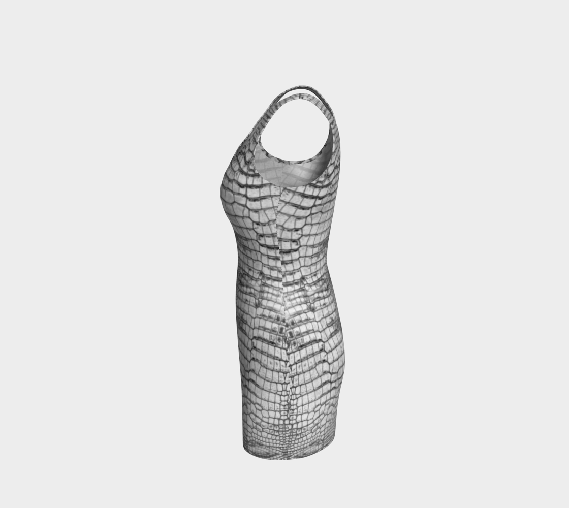 Grungy White Dragon Aligator Crocodile Scales Reptile Skin Pattern Bodycon Dress
