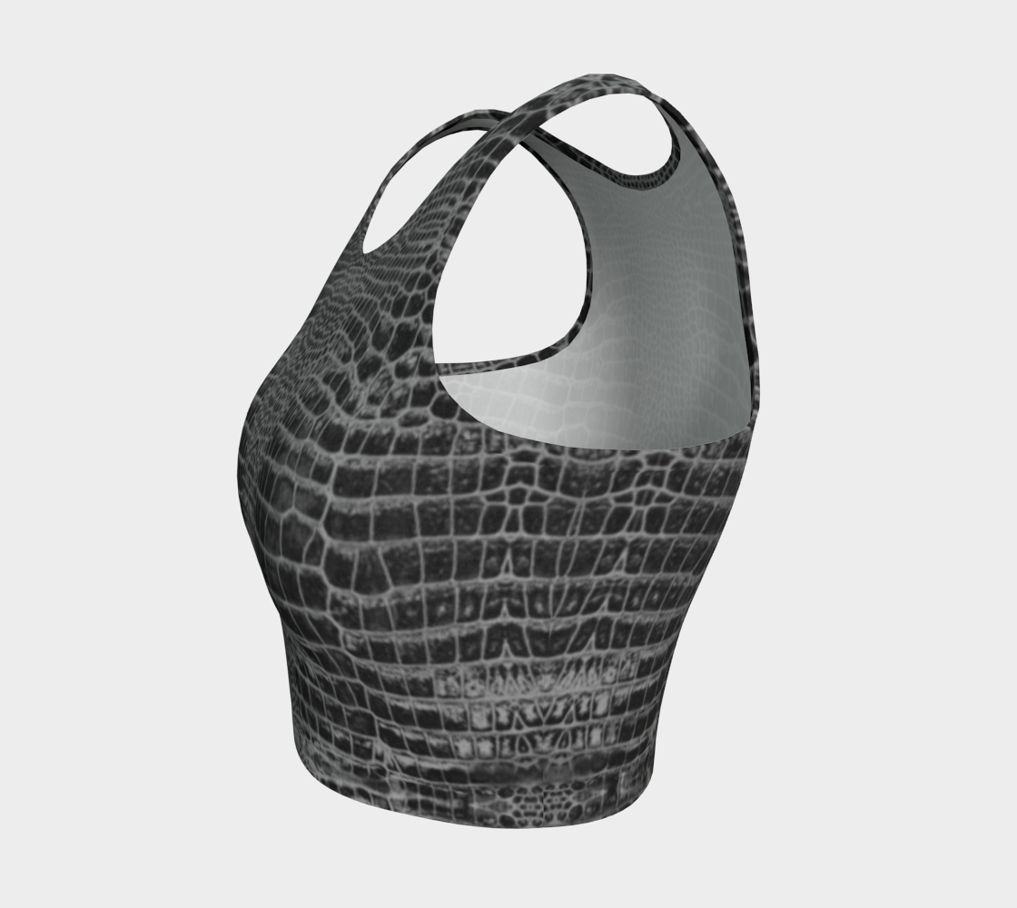 Crop Top & Yoga Leggings Set - Black Dragon Inverted Aligator Crocodile Scales Reptile Skin Pattern- Release Your Inner Dragon..