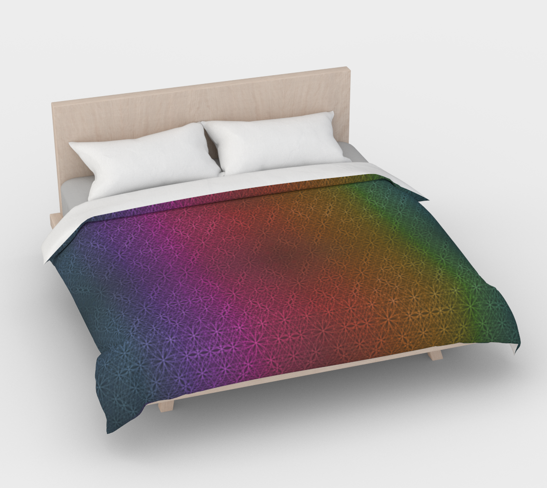Rainbow Flower of Life Pattern Duvet Cover