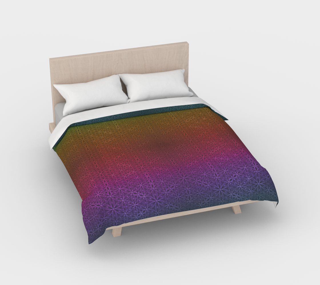 Rainbow Flower of Life Pattern Duvet Cover