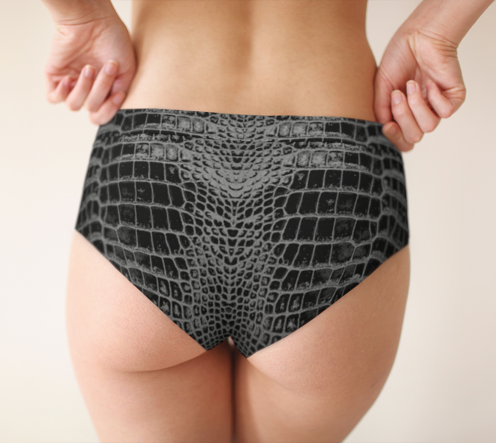Black Dragon Inverted Aligator Crocodile Scales Reptile Skin Pattern Cheeky Briefs