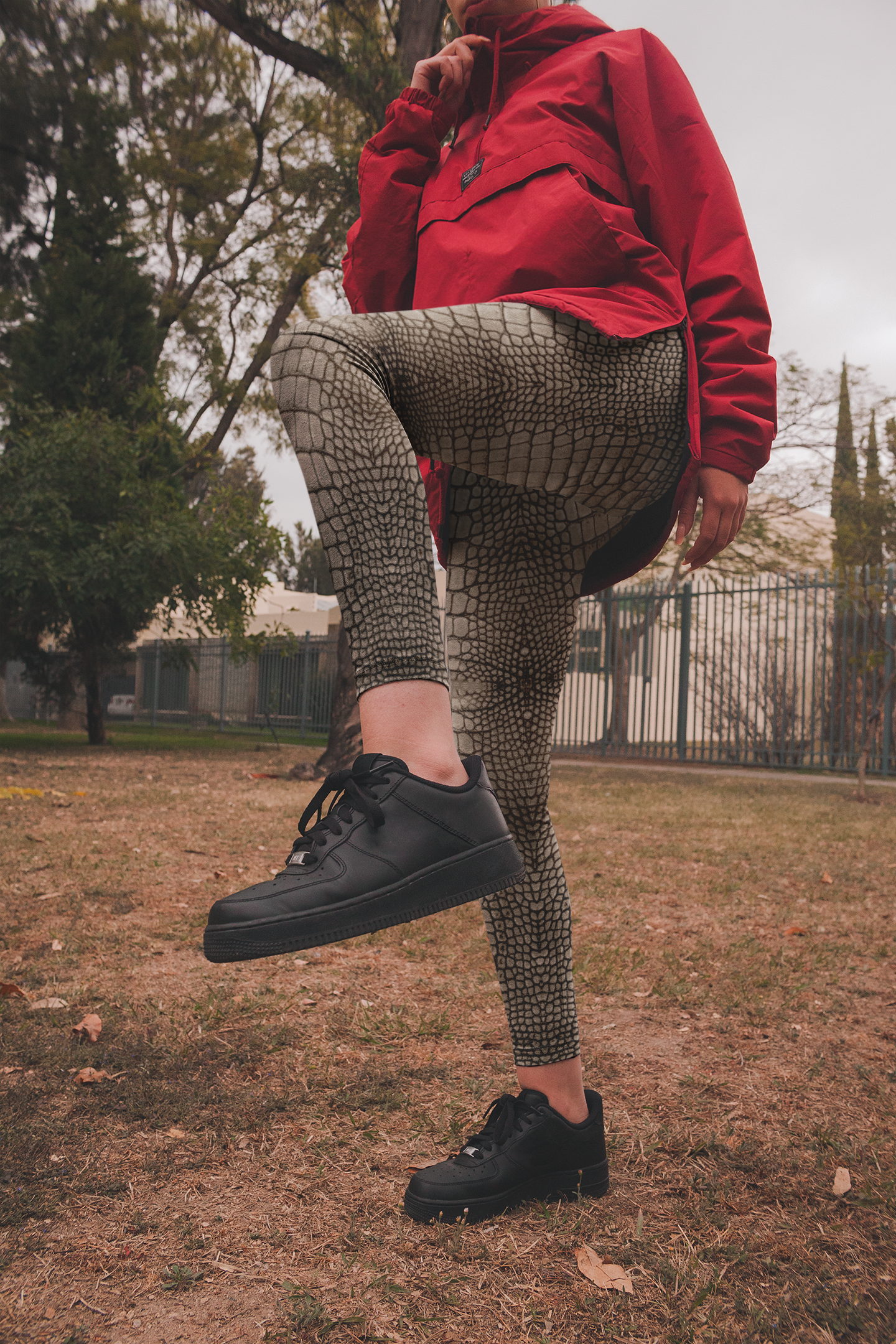 Tan Dragon Crocodile Lizard Scales Yoga Leggings