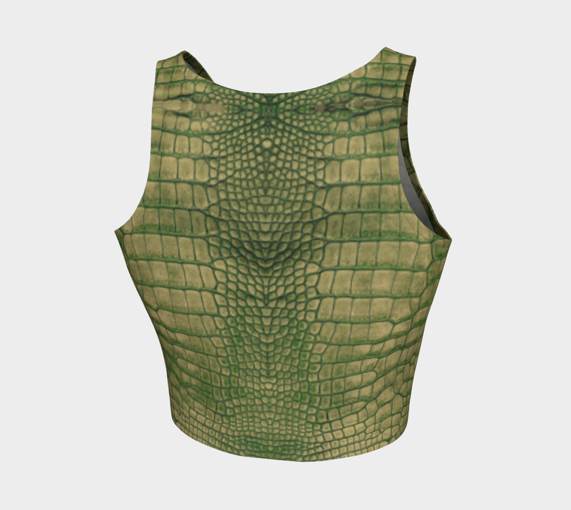 Grungy Green Dragon Crocodile Lizard Scales Crop Top
