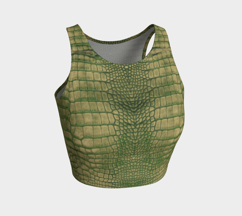 Grungy Green Dragon Crocodile Lizard Scales Crop Top