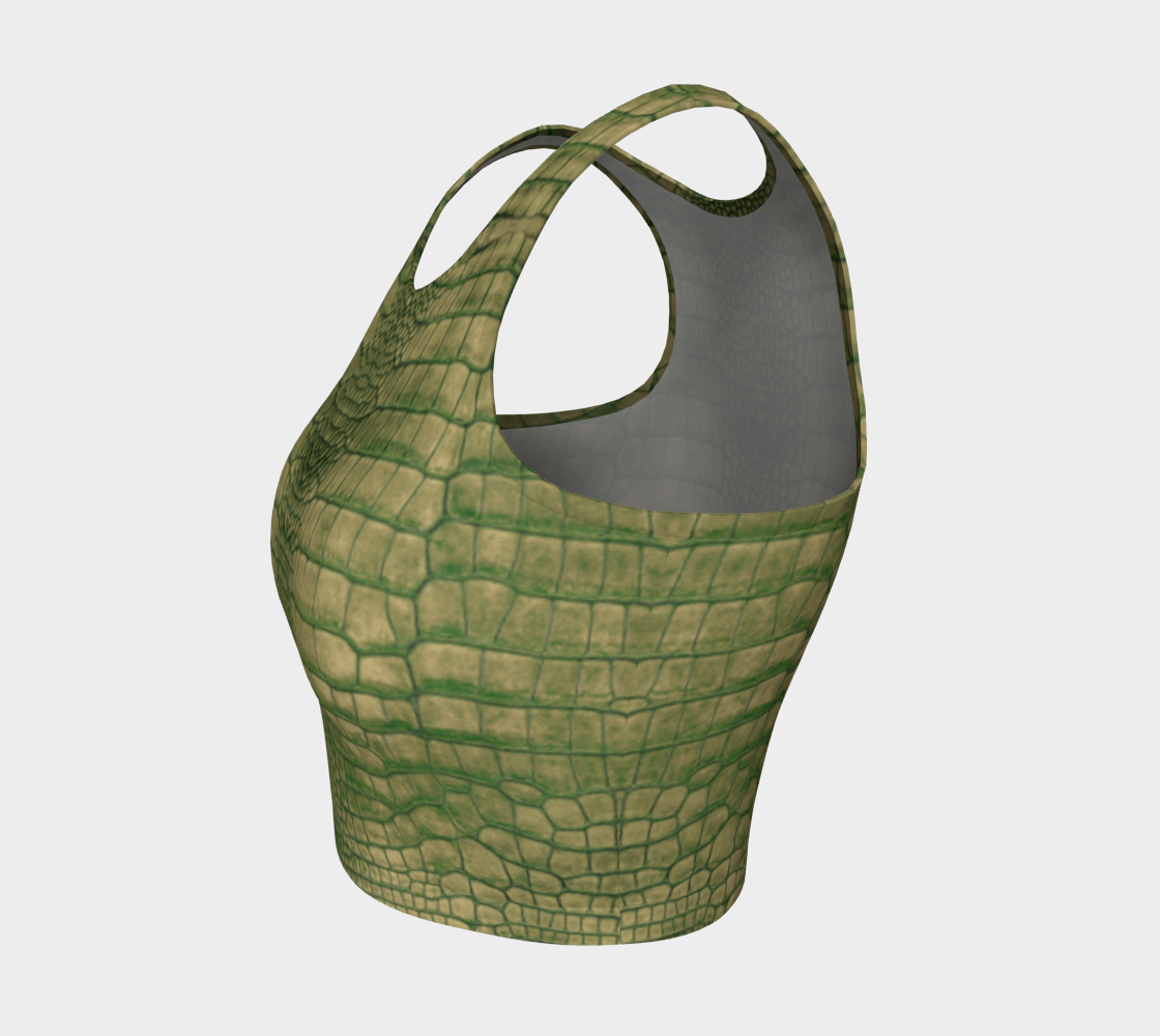 Grungy Green Dragon Crocodile Lizard Scales Crop Top