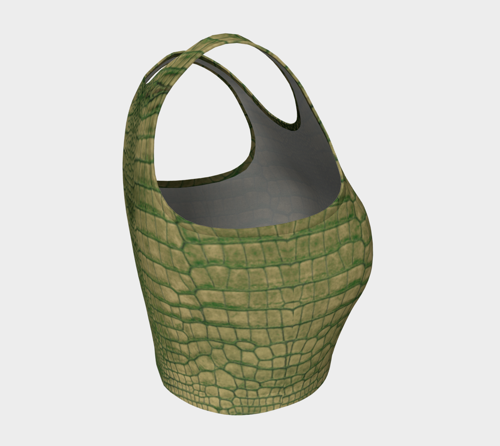 Grungy Green Dragon Crocodile Lizard Scales Crop Top