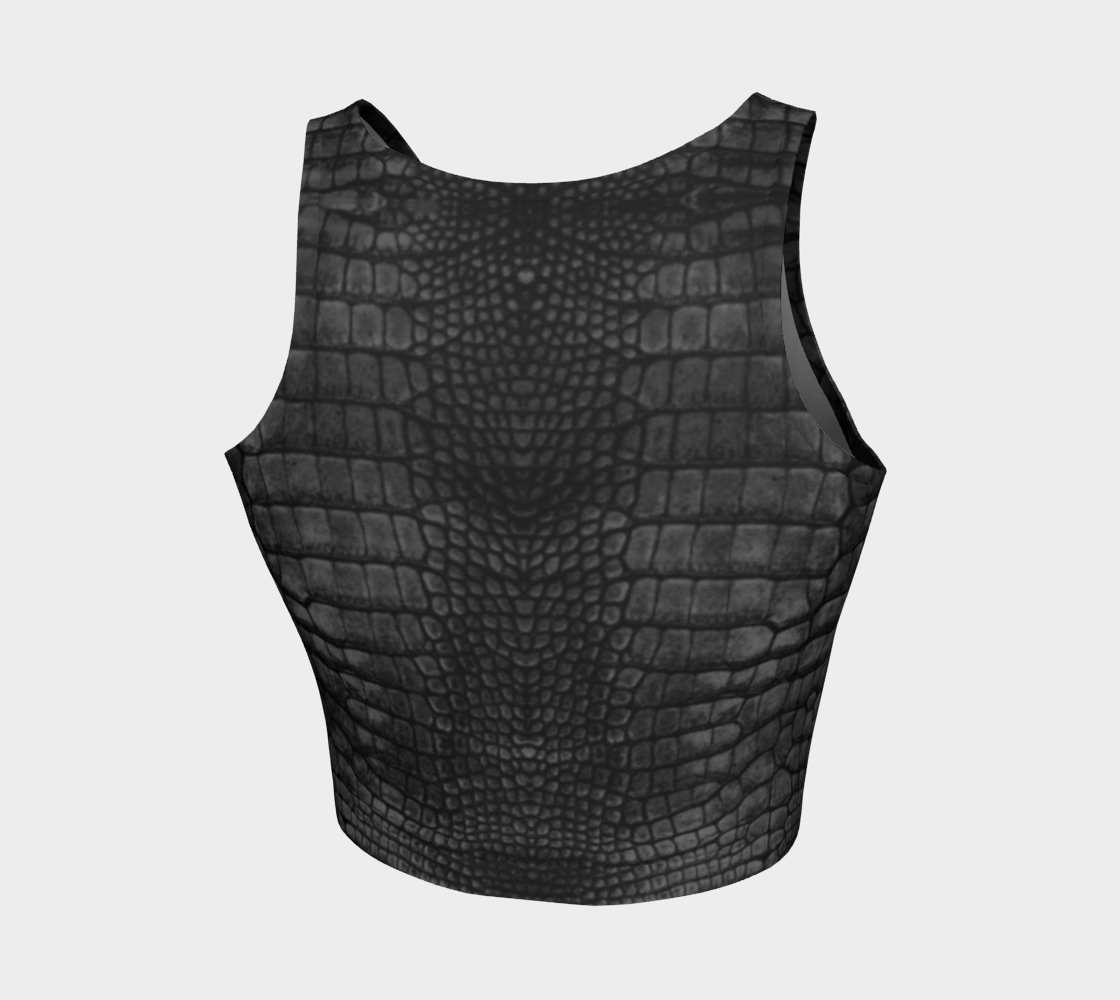 Charcoal Dark Grey Dragon Crocodile Lizard Scales Crop Top