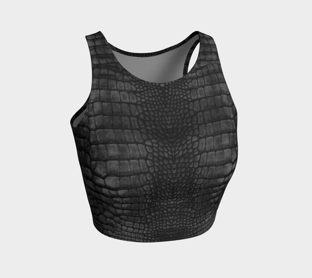 Charcoal Dark Grey Dragon Crocodile Lizard Scales Crop Top