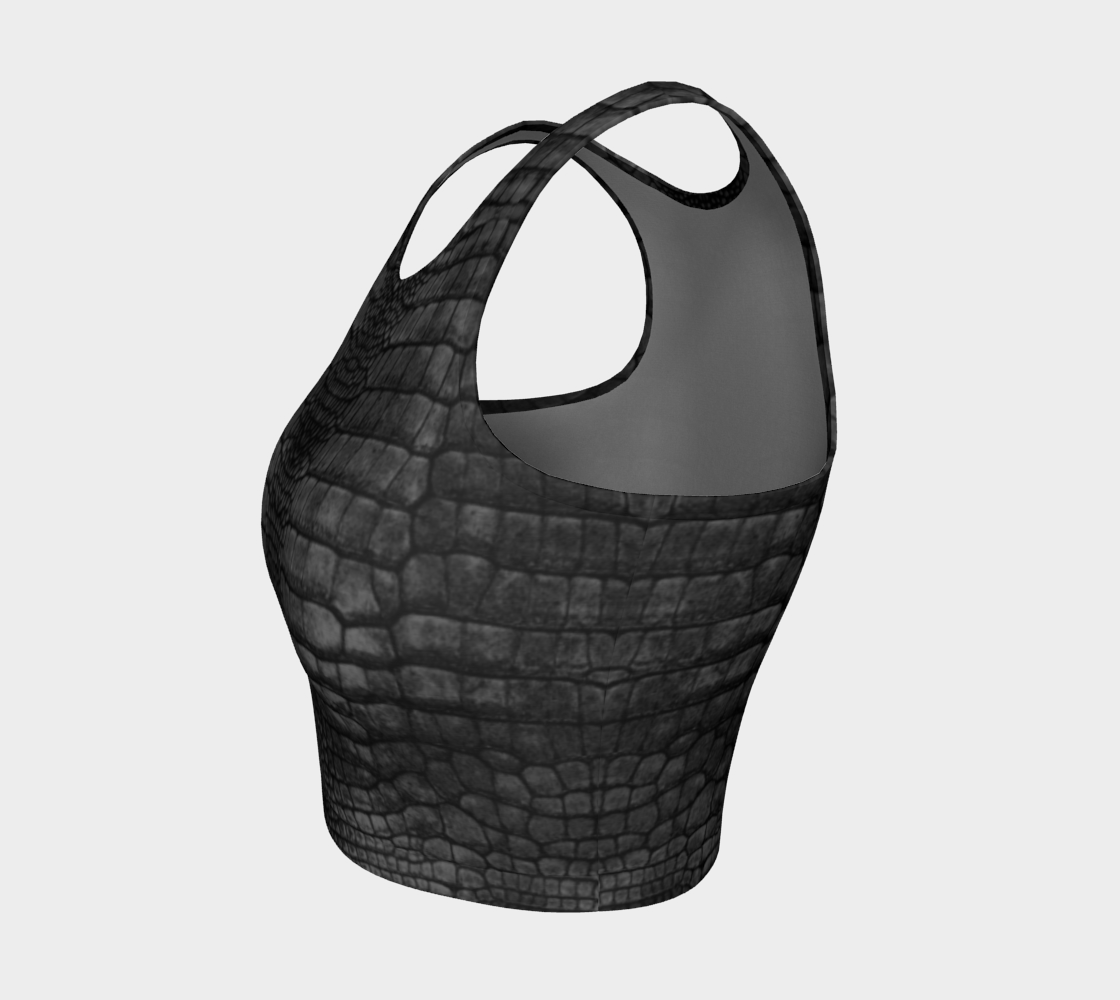 Charcoal Dark Grey Dragon Crocodile Lizard Scales Crop Top