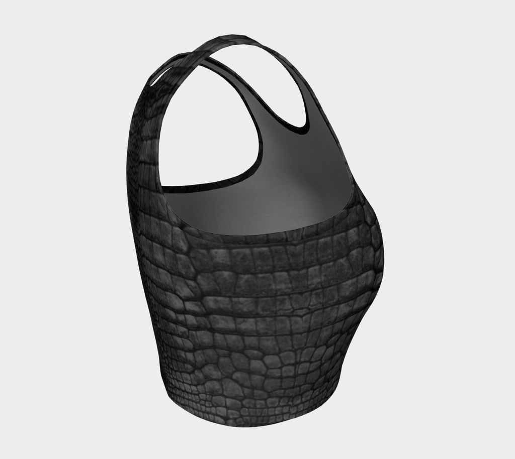 Charcoal Dark Grey Dragon Crocodile Lizard Scales Crop Top