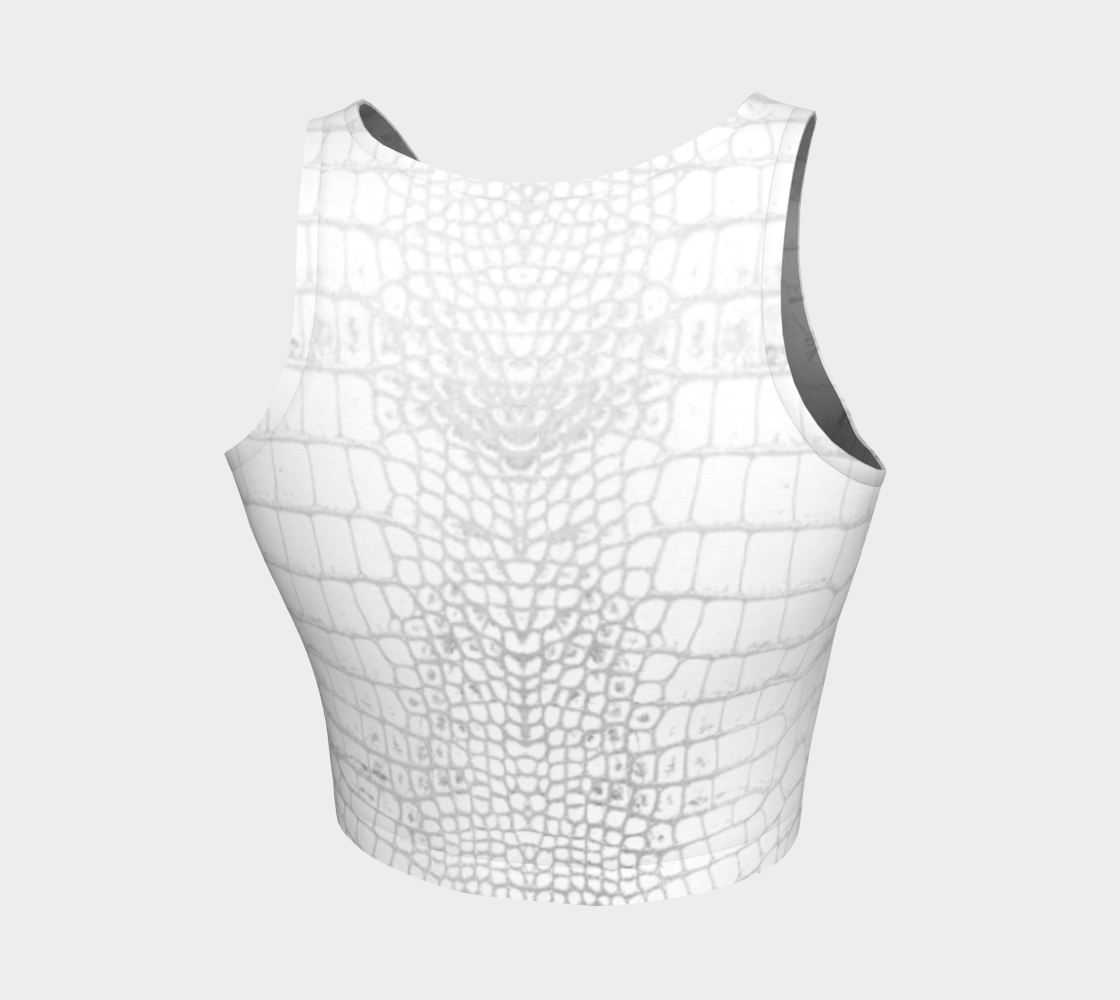 White Dragon Aligator Crocodile Scales Reptile Skin Pattern Crop Top