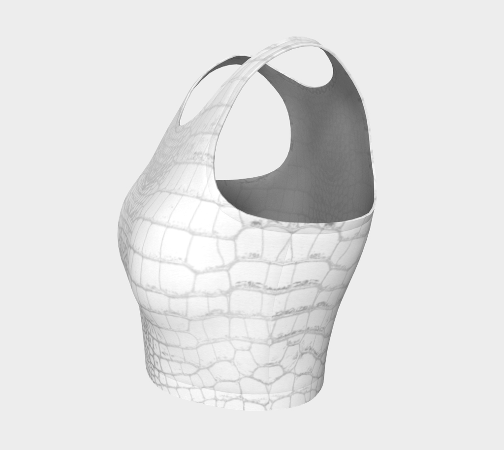 White Dragon Aligator Crocodile Scales Reptile Skin Pattern Crop Top