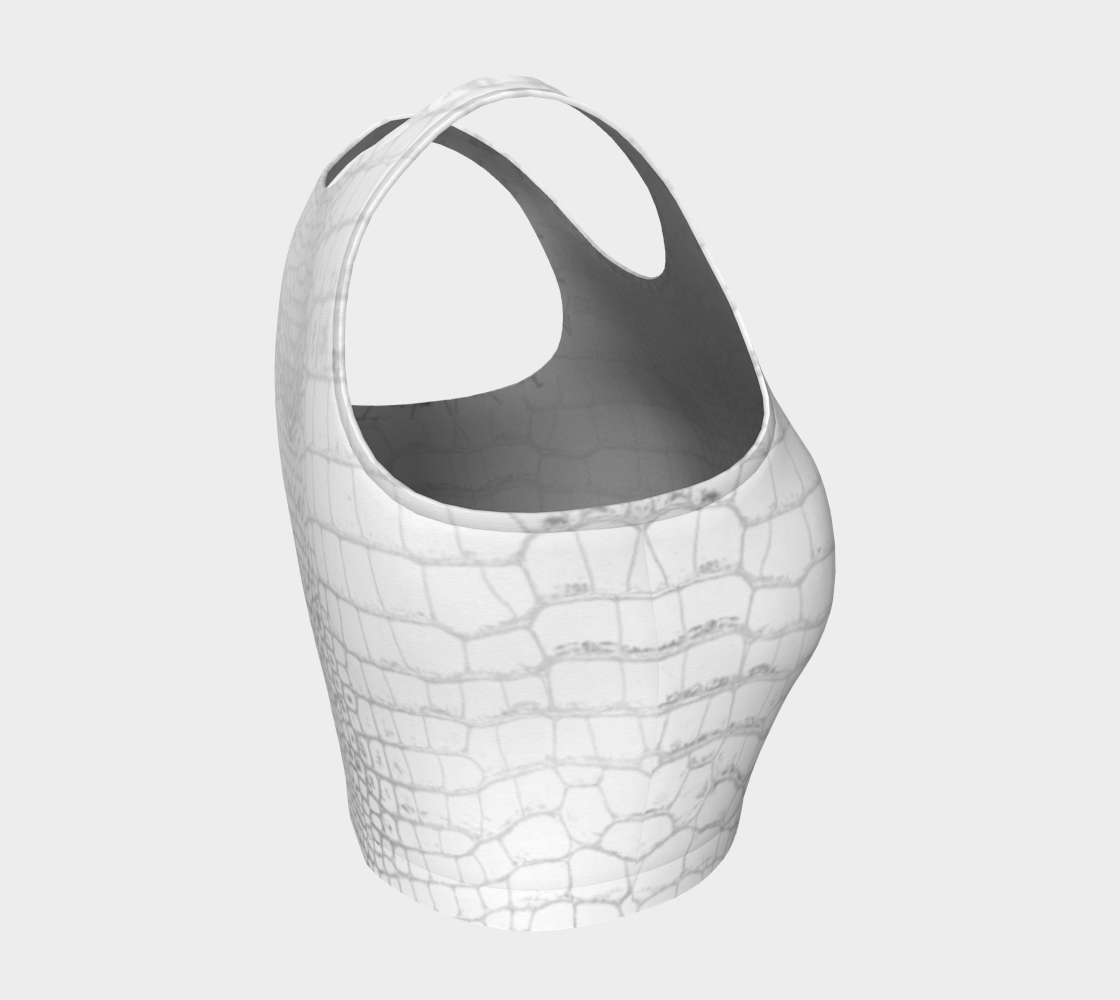 White Dragon Aligator Crocodile Scales Reptile Skin Pattern Crop Top