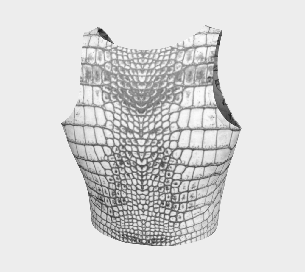 Grungy White Dragon Aligator Crocodile Scales Reptile Skin Pattern Crop top