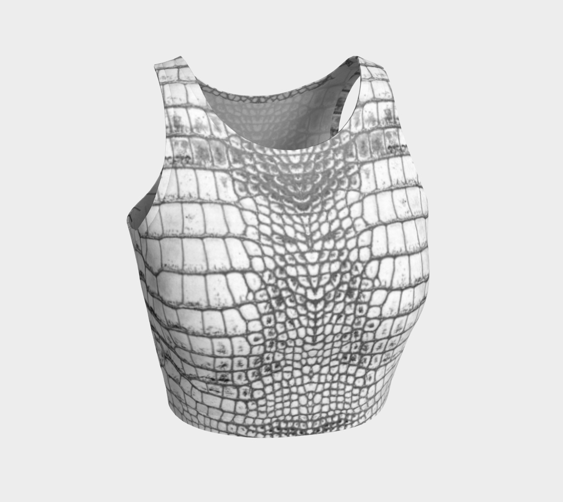 Grungy White Dragon Aligator Crocodile Scales Reptile Skin Pattern Crop top