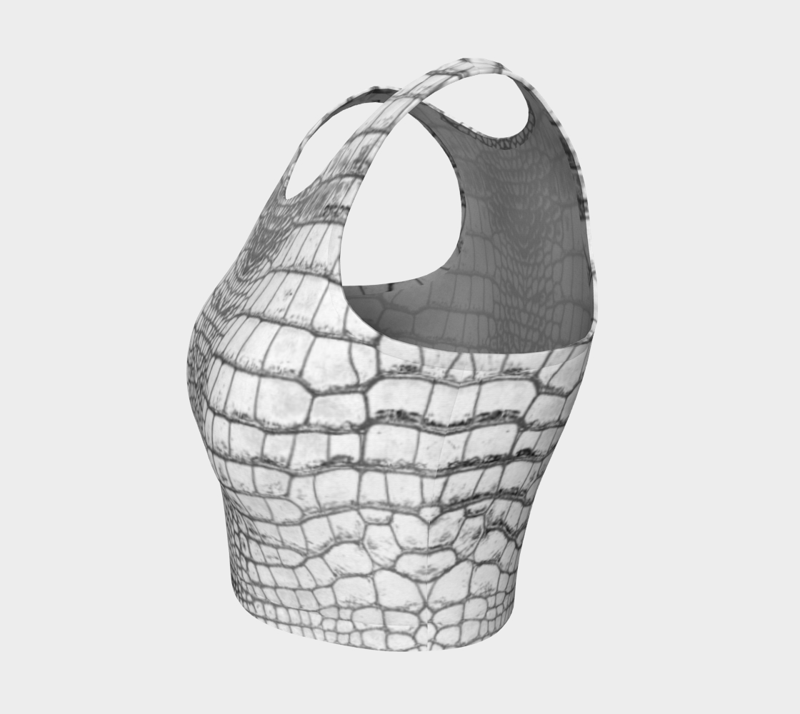 Grungy White Dragon Aligator Crocodile Scales Reptile Skin Pattern Crop top