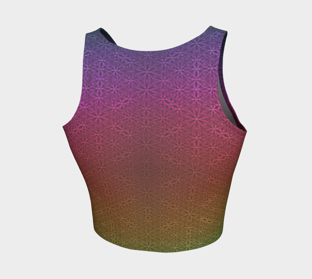 Rainbow Flower of Life Pattern (med) Fitted Crop