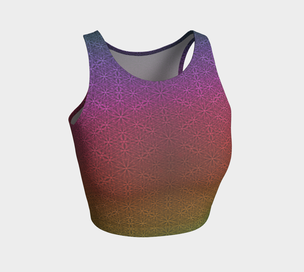 Rainbow Flower of Life Pattern (med) Fitted Crop