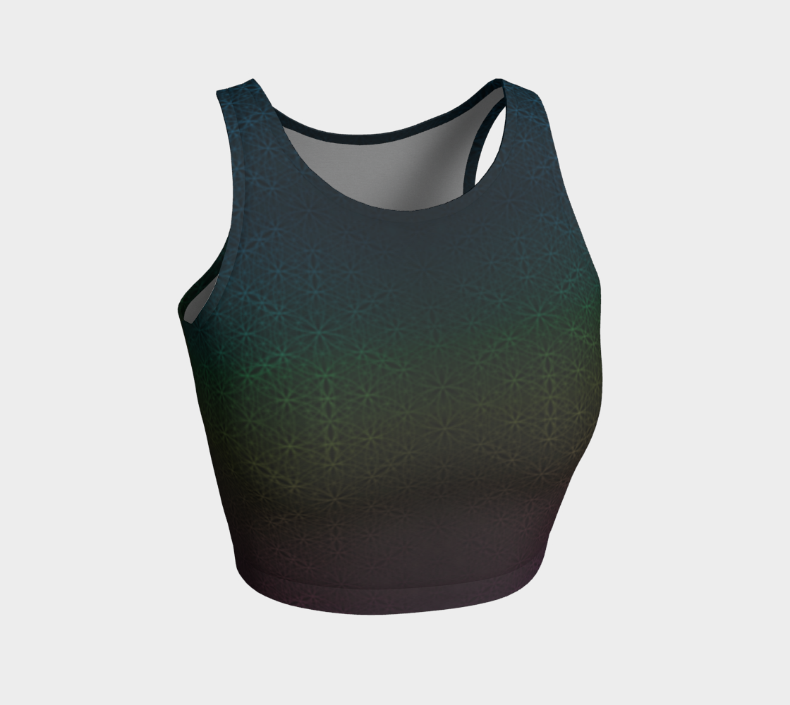 Dark Rainbow Flower of Life Pattern Fitted Crop